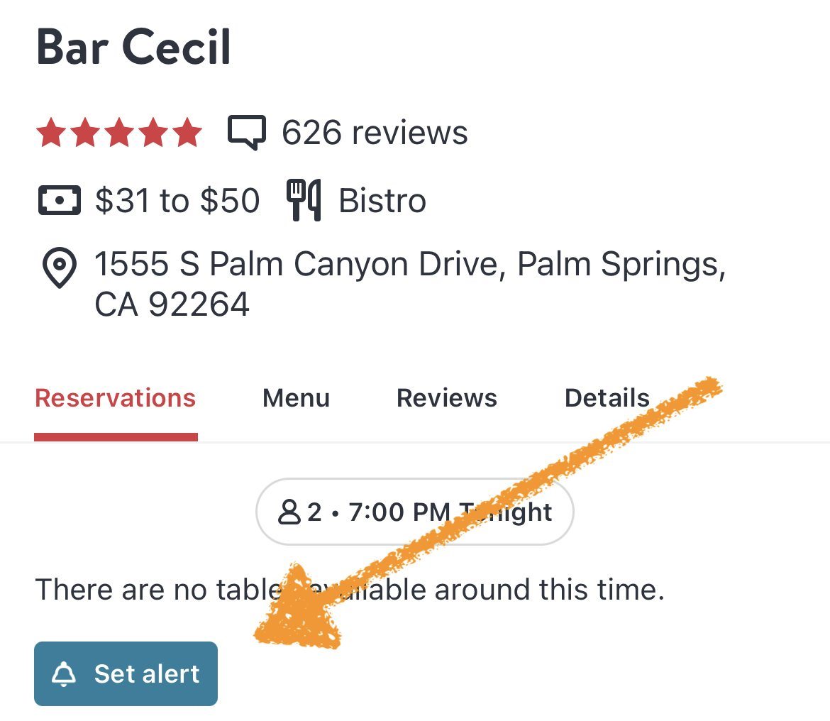 Bar Cecil dining room in Palm Springs